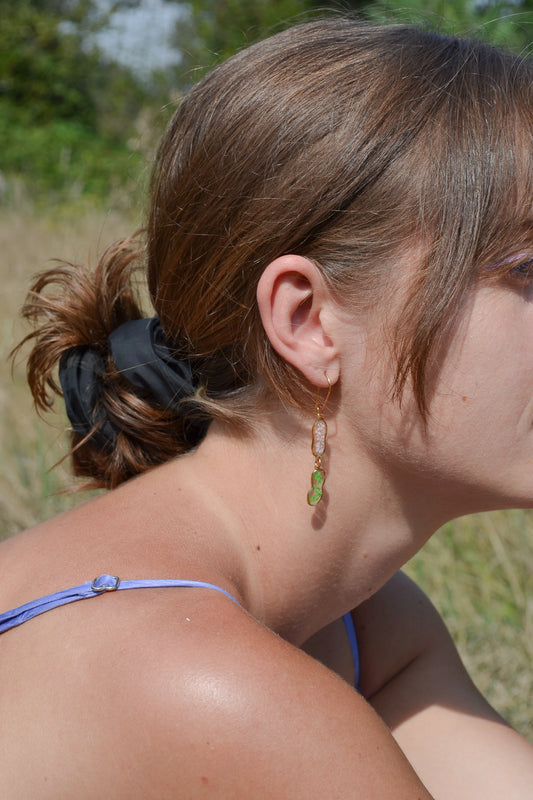 Witte Dille duo oorbellen